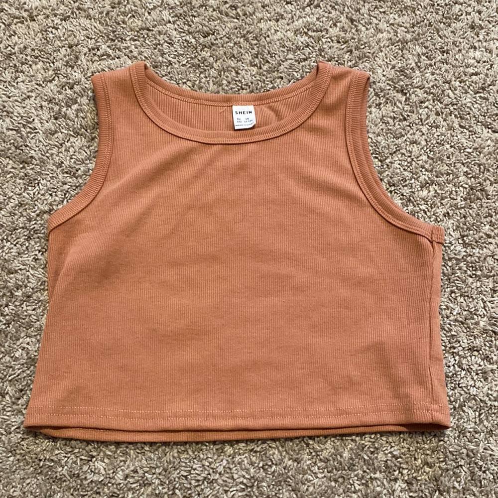 Brown ribbed tank top.  Brand: Shein. Size: 11-12yrs.  Color: Brownish orange